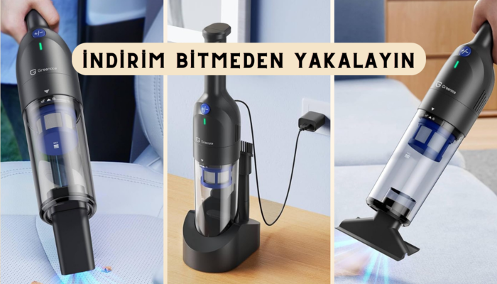 Evinizde veya aracınızda tek bir toz veya tüy kalmayacak!  En çok satan Greenote taşınabilir elektrikli süpürge satışta