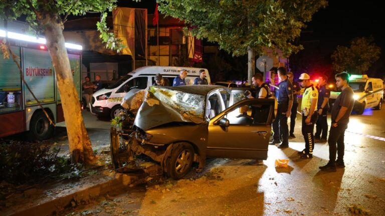 Bir araba Denizli'de bir ağaca çarptı: 2 kişi öldü